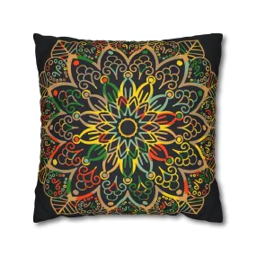 Handmade Mandala Art Pillowcase - Dark Charcoal Blue