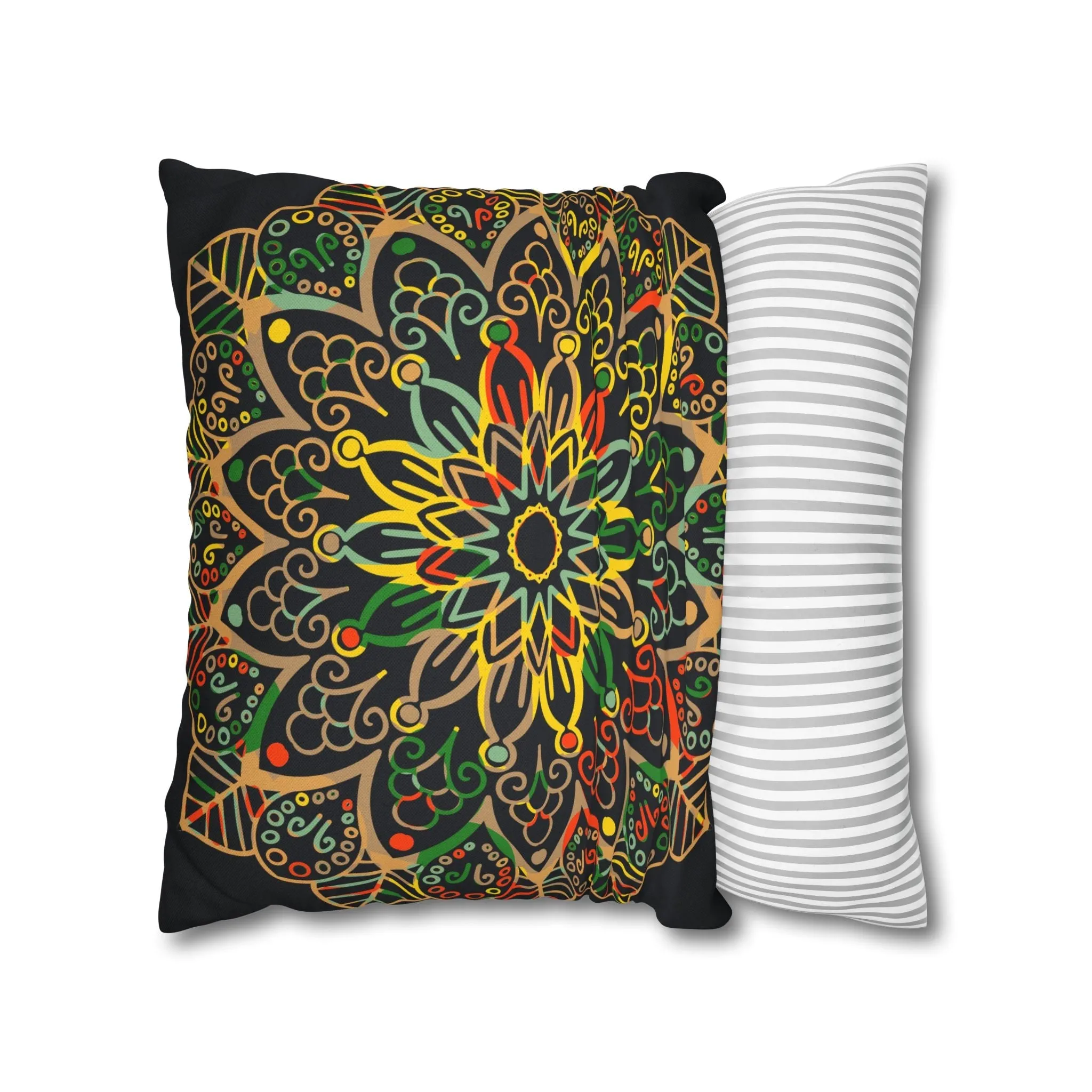 Handmade Mandala Art Pillowcase - Dark Charcoal Blue