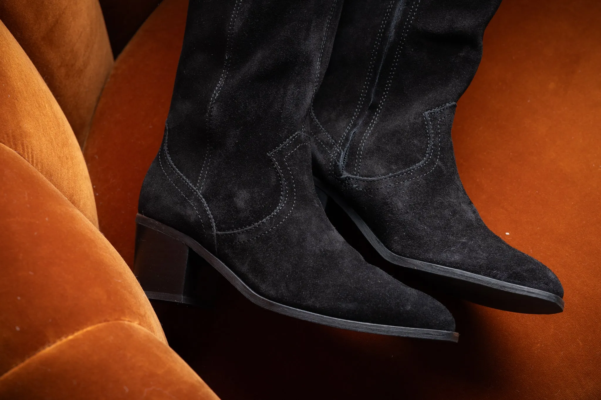 Izzy Suede Tall Boot in Black