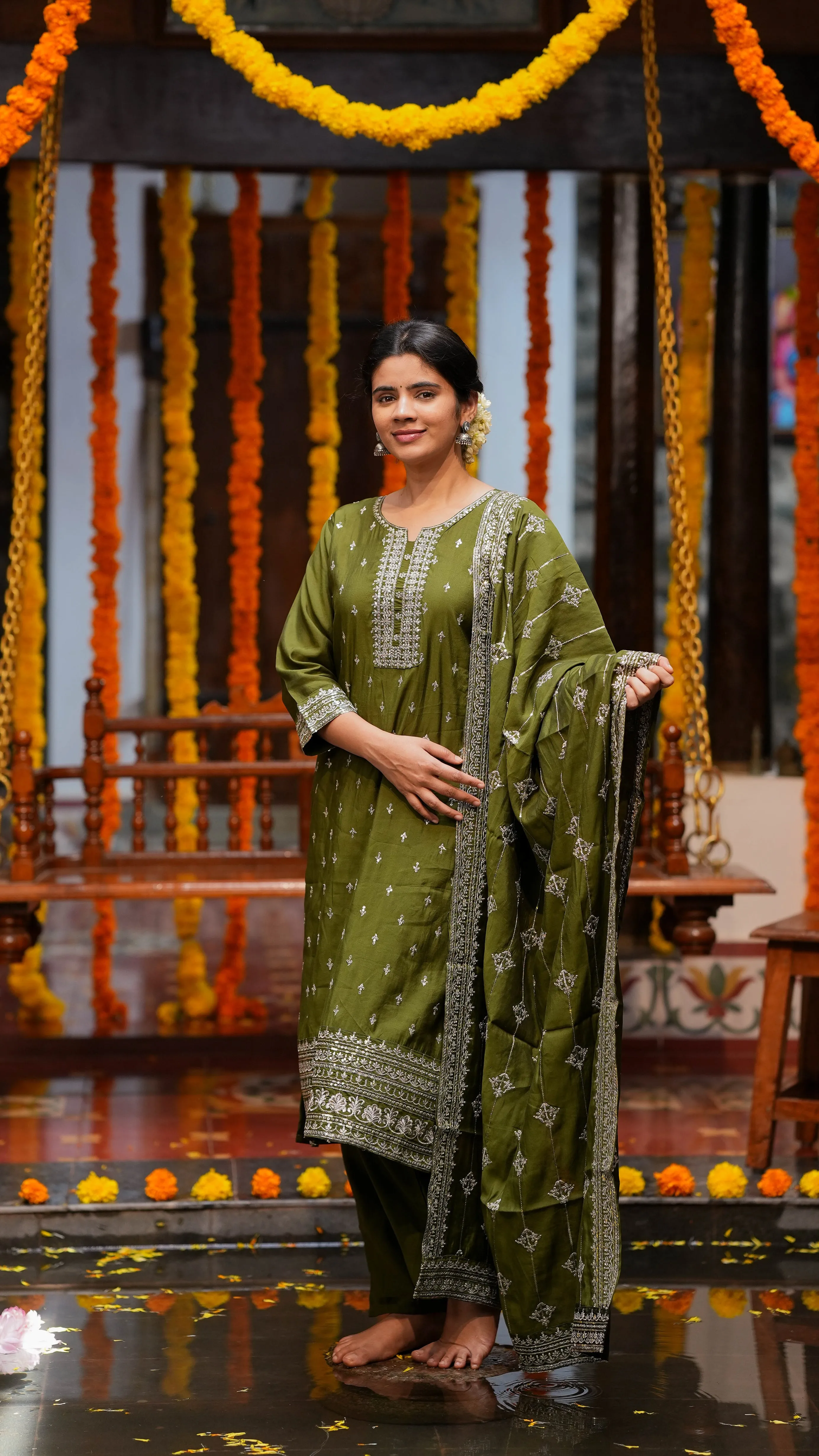 Joshitha Green (Kurti Pant Dupatta)