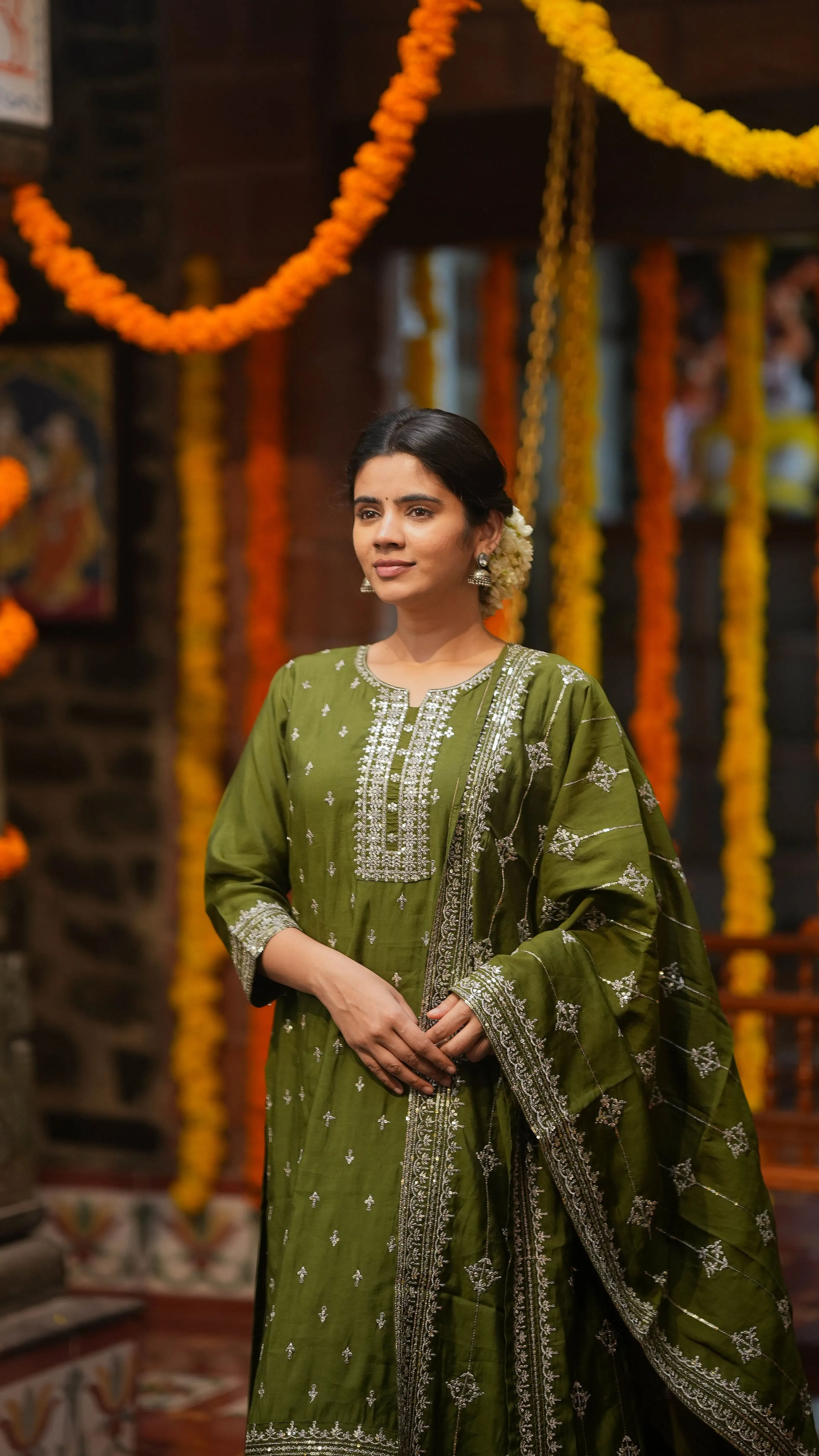 Joshitha Green (Kurti Pant Dupatta)