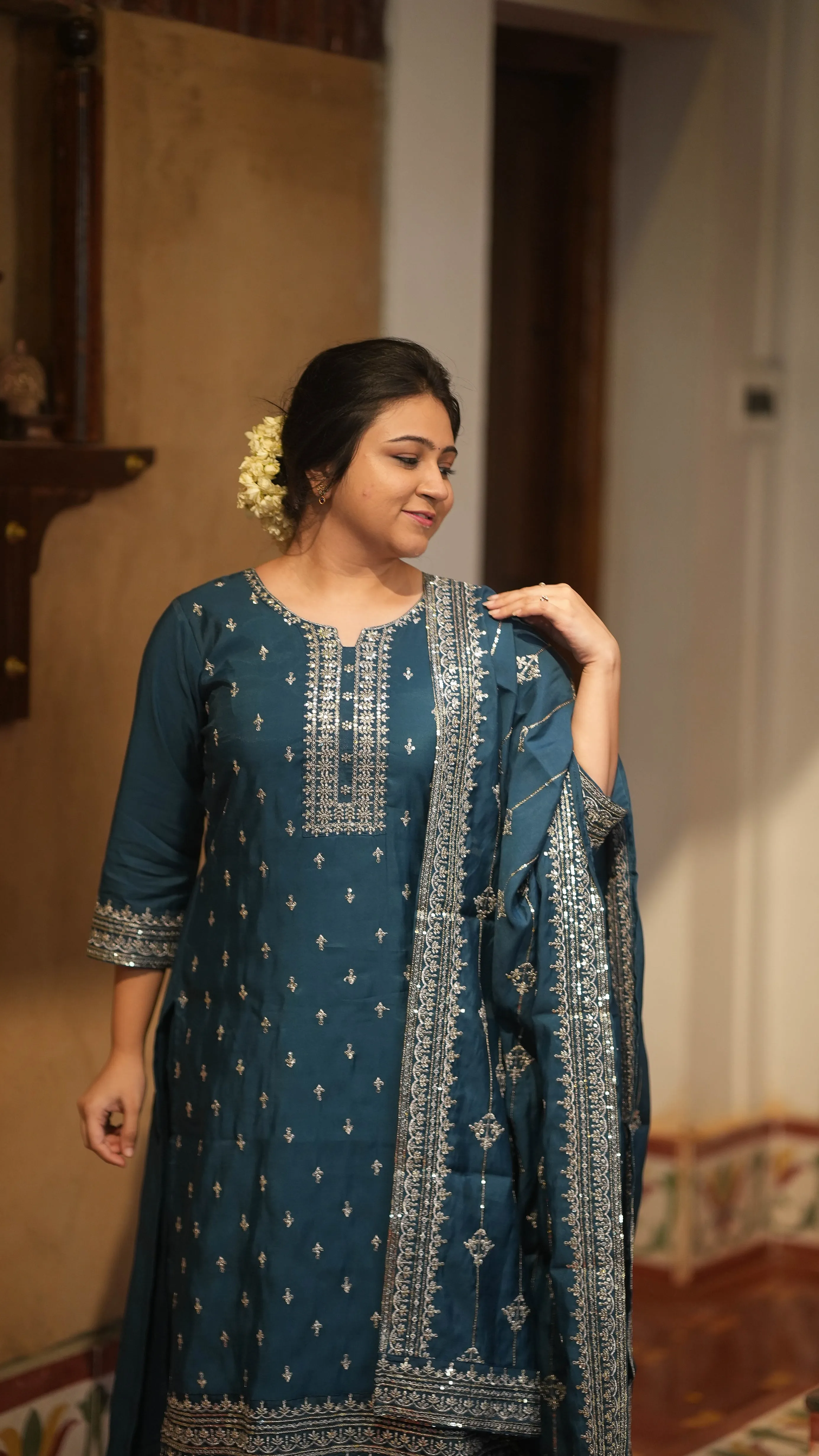 Joshitha Teal (Kurti Pant Dupatta)