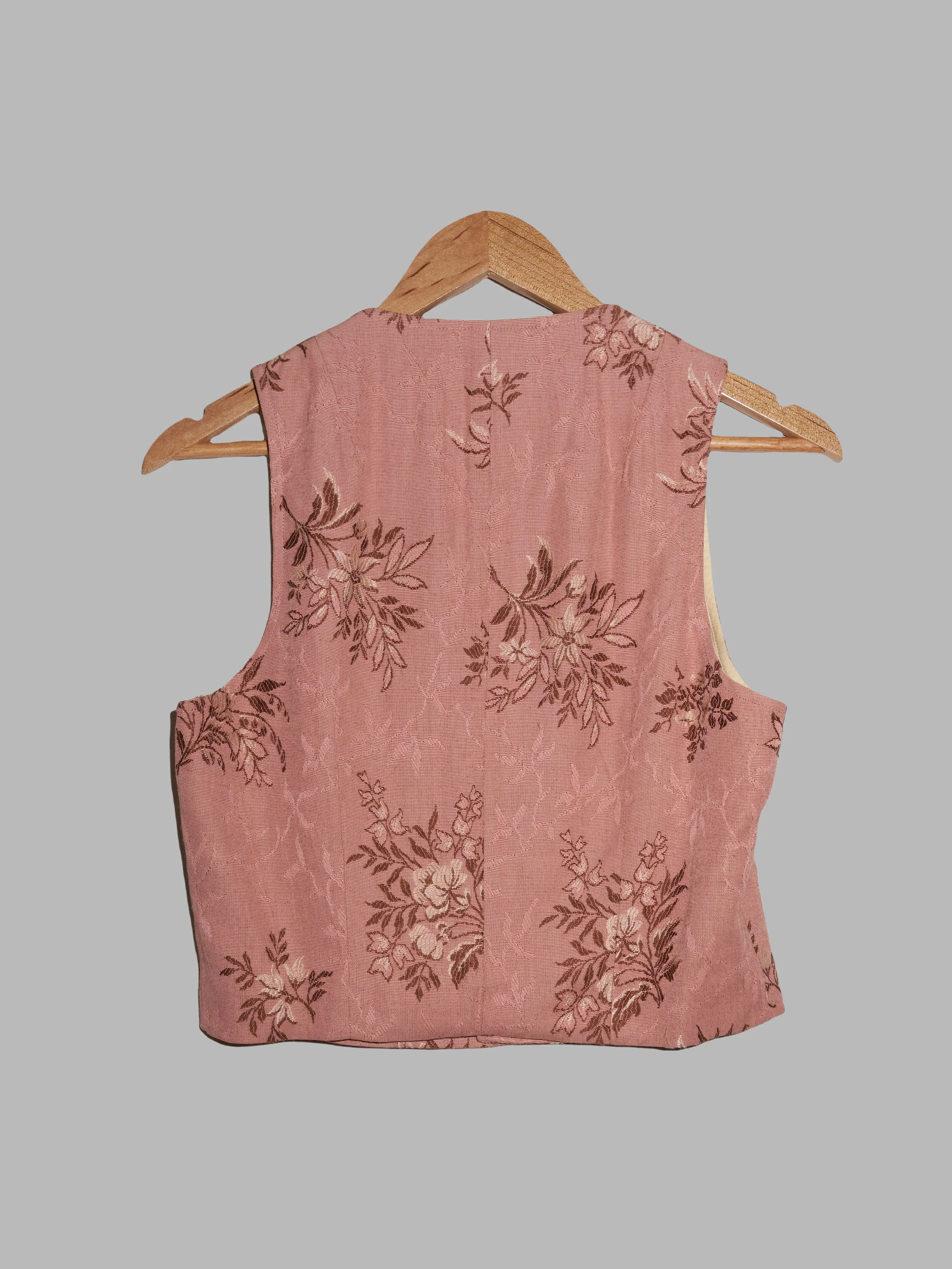 Junya Watanabe Comme des Garcons SS1993 dusty pink rayon floral jacquard vest