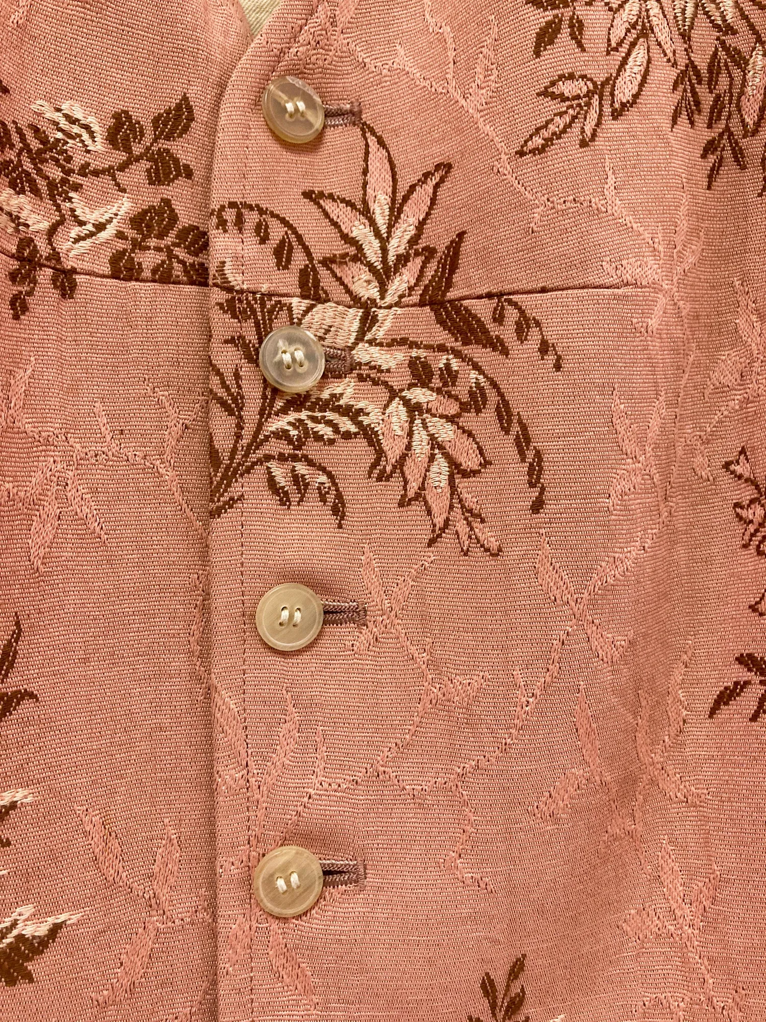 Junya Watanabe Comme des Garcons SS1993 dusty pink rayon floral jacquard vest
