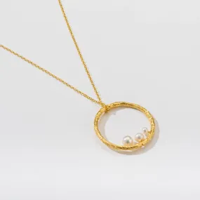 Medium branch hoop with pearls - sparkling necklace - silver 925 - gold plated