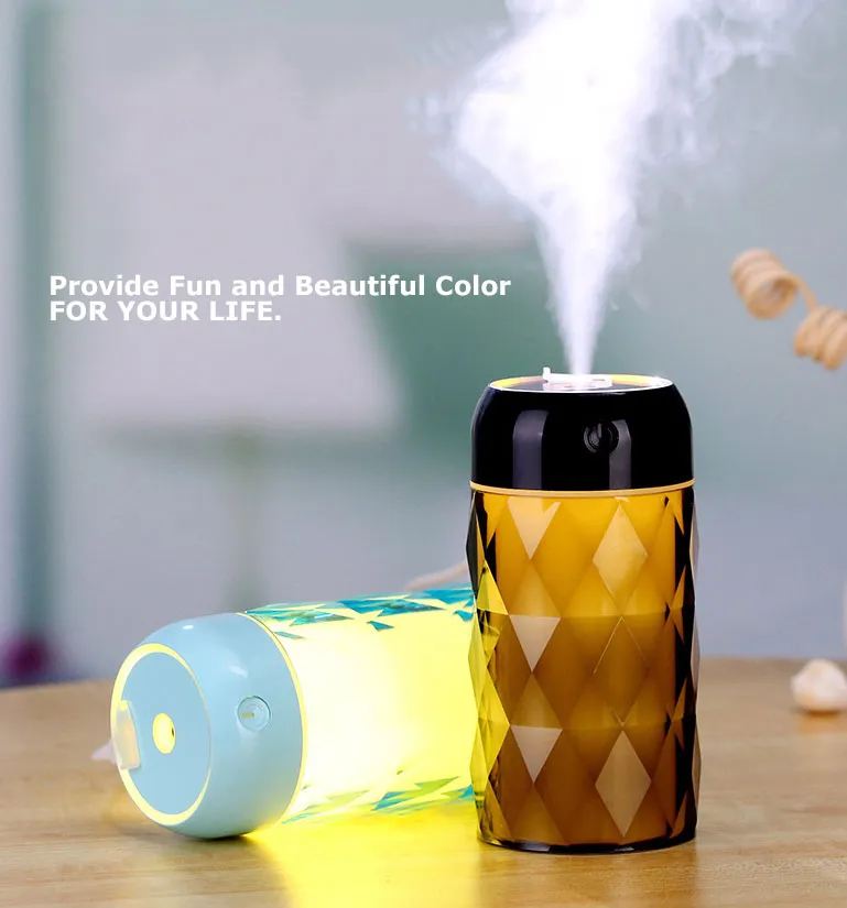 Multi Function Led Air Humidifier Aroma Diffuser Crystal Bottle w/USB Light&Fan - #ASSRY-70700