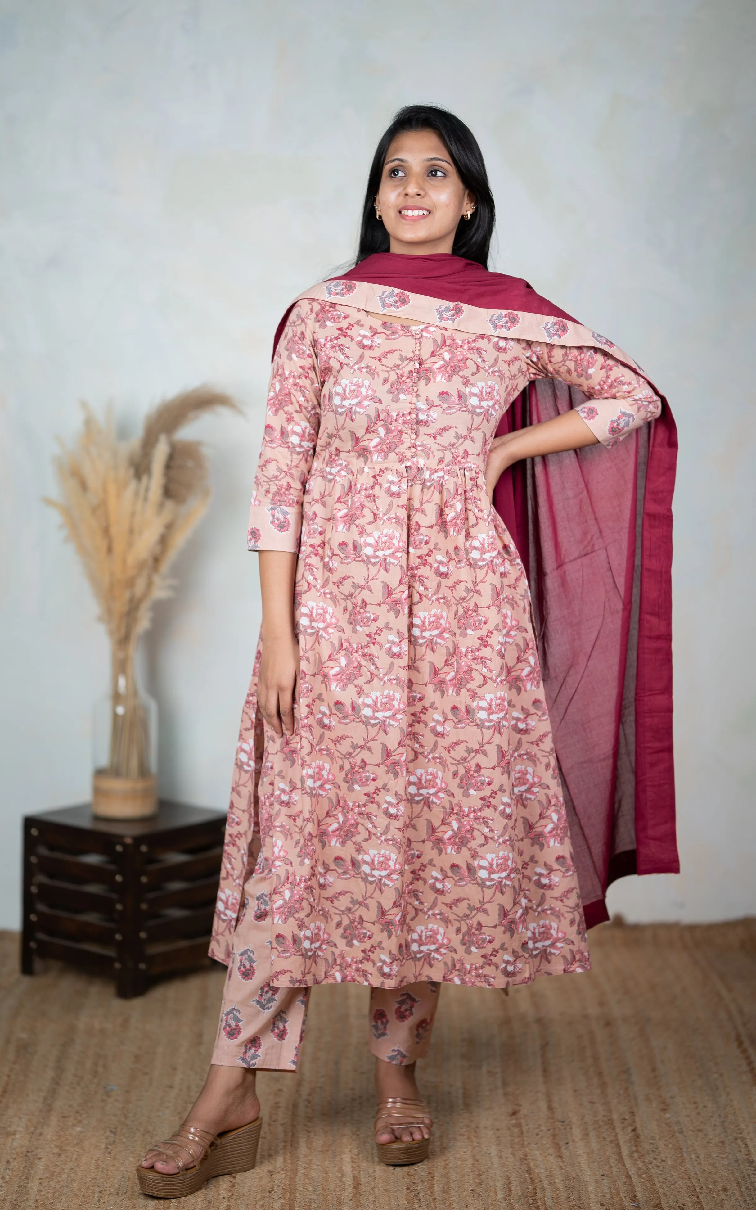 Mumtaj Pinkish Brown (Kurti Pant Dupatta)