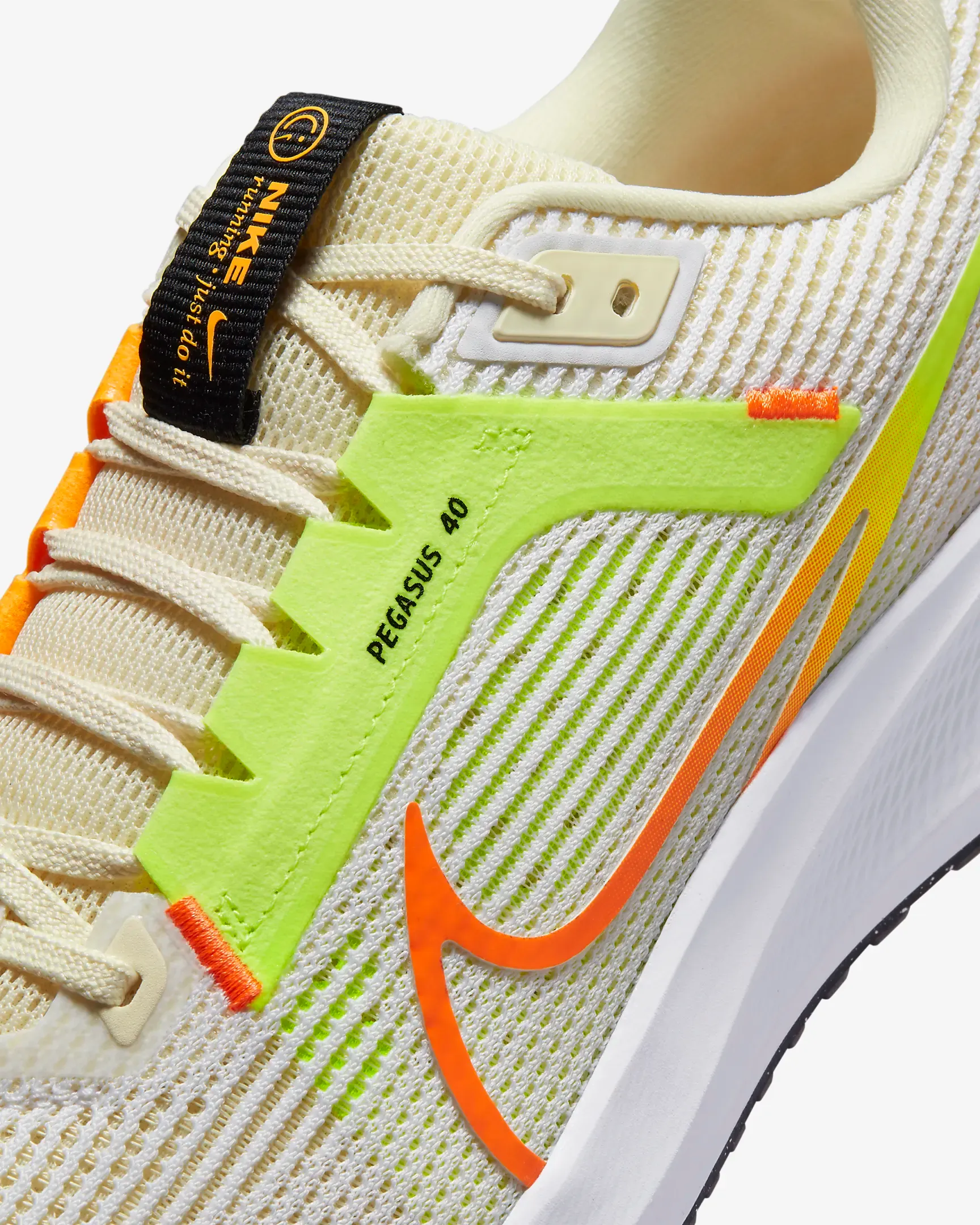 Nike Men's Pegasus 40 Shoes - White / Coconut Milk / Volt / Multi-Color