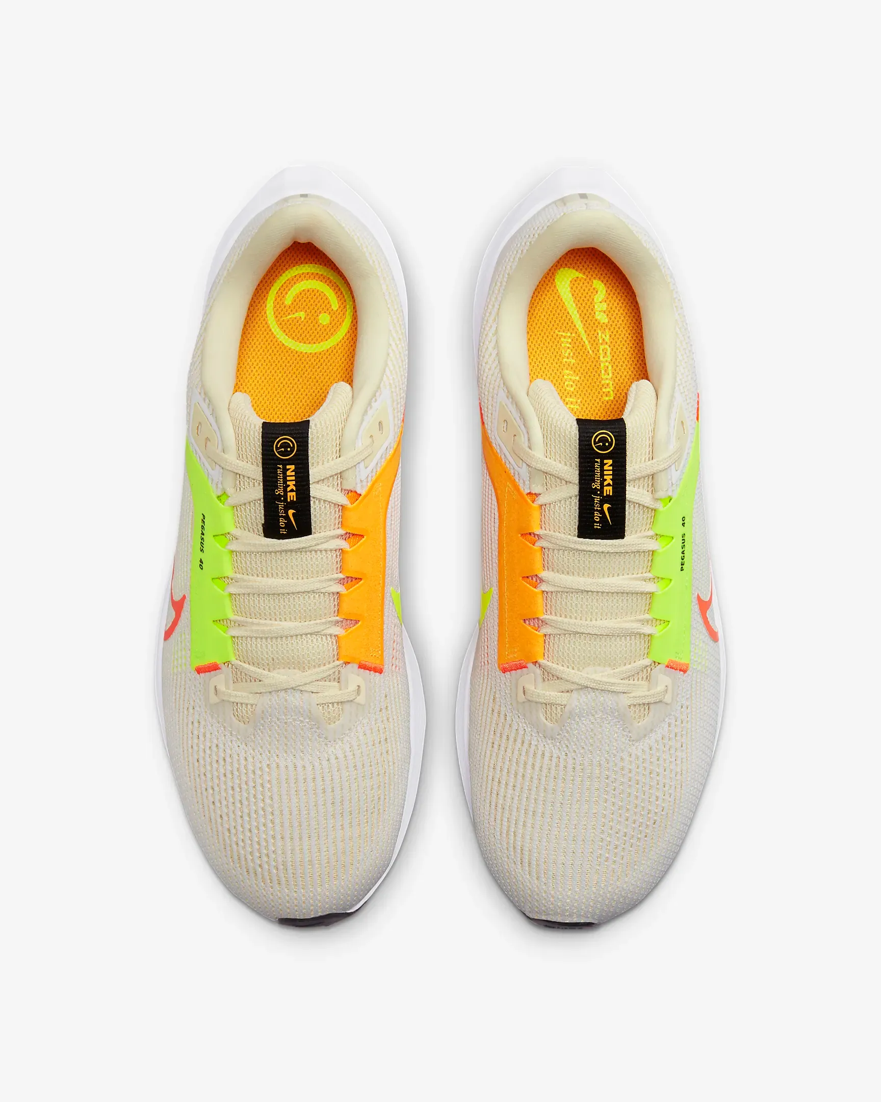 Nike Men's Pegasus 40 Shoes - White / Coconut Milk / Volt / Multi-Color