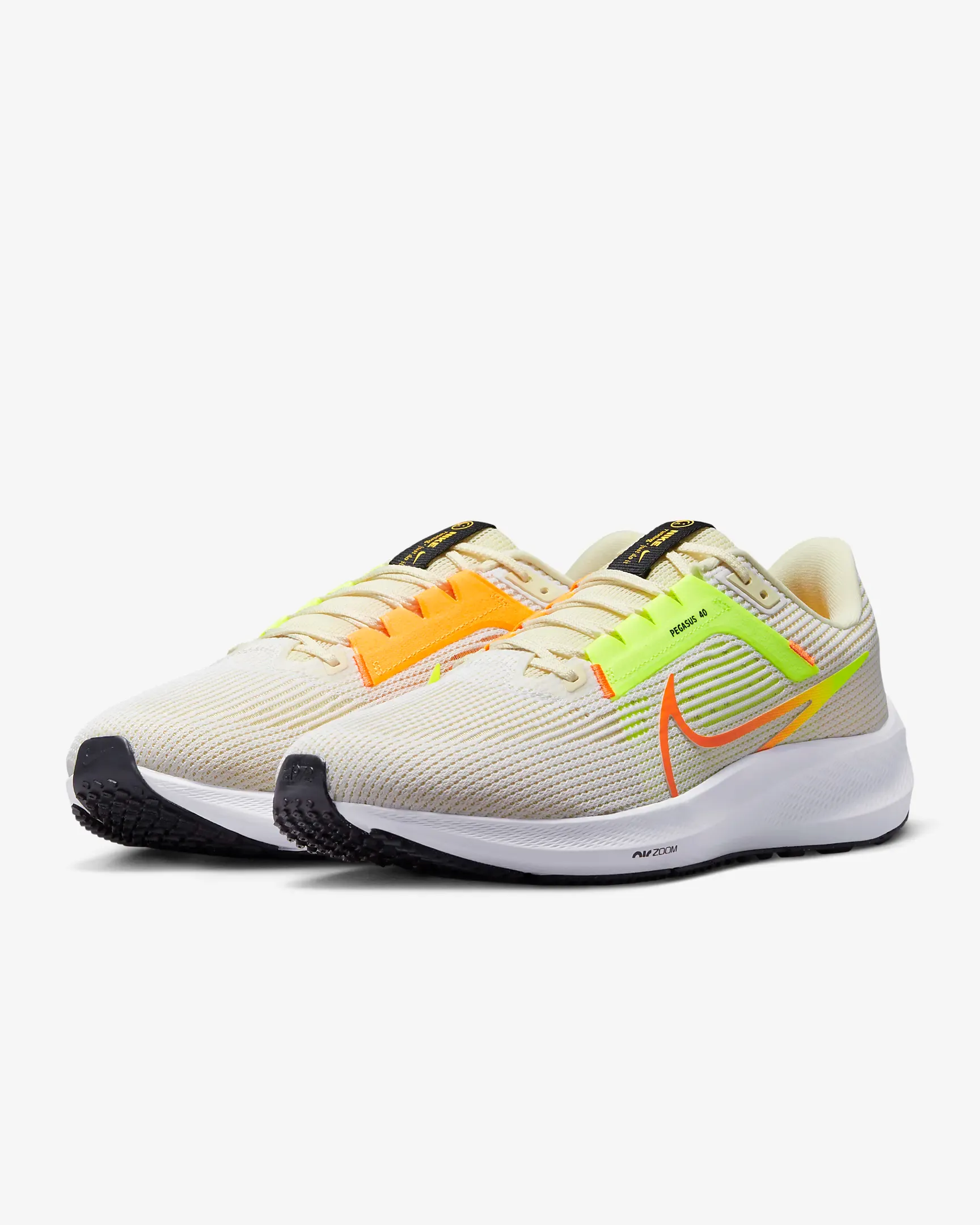 Nike Men's Pegasus 40 Shoes - White / Coconut Milk / Volt / Multi-Color