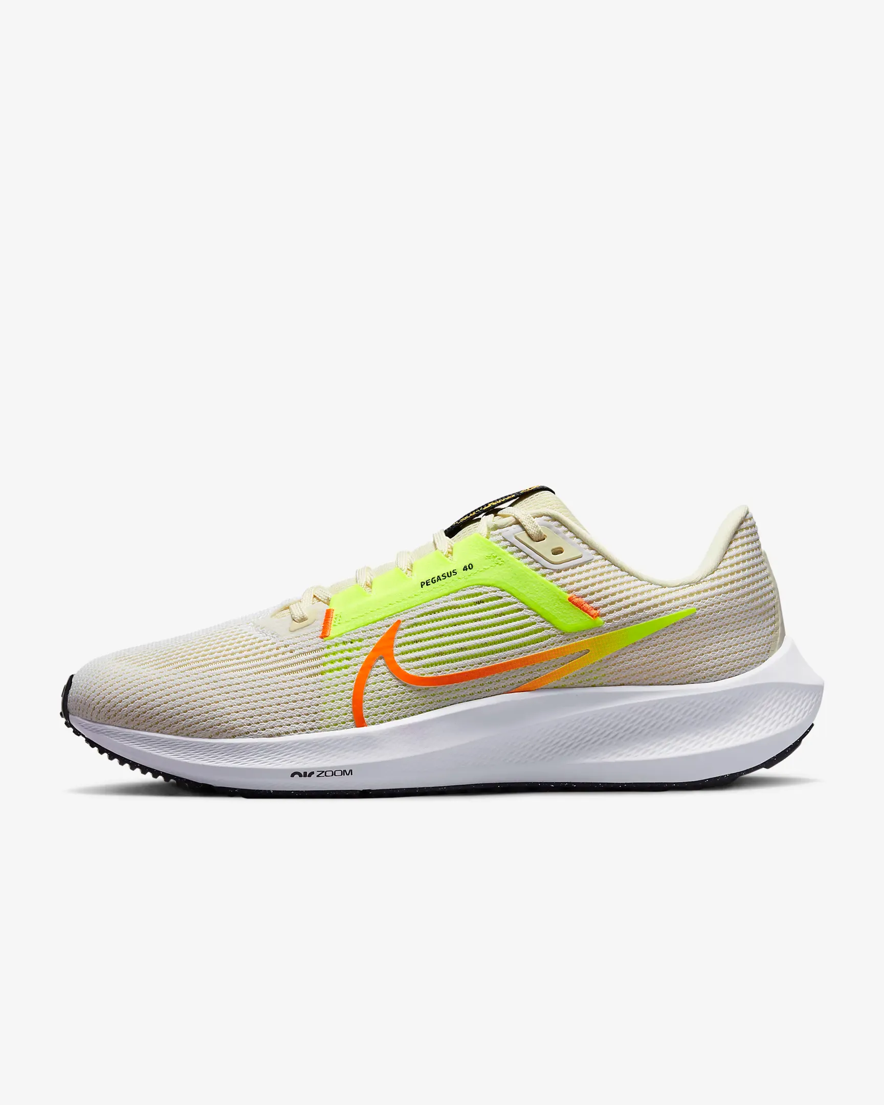 Nike Men's Pegasus 40 Shoes - White / Coconut Milk / Volt / Multi-Color