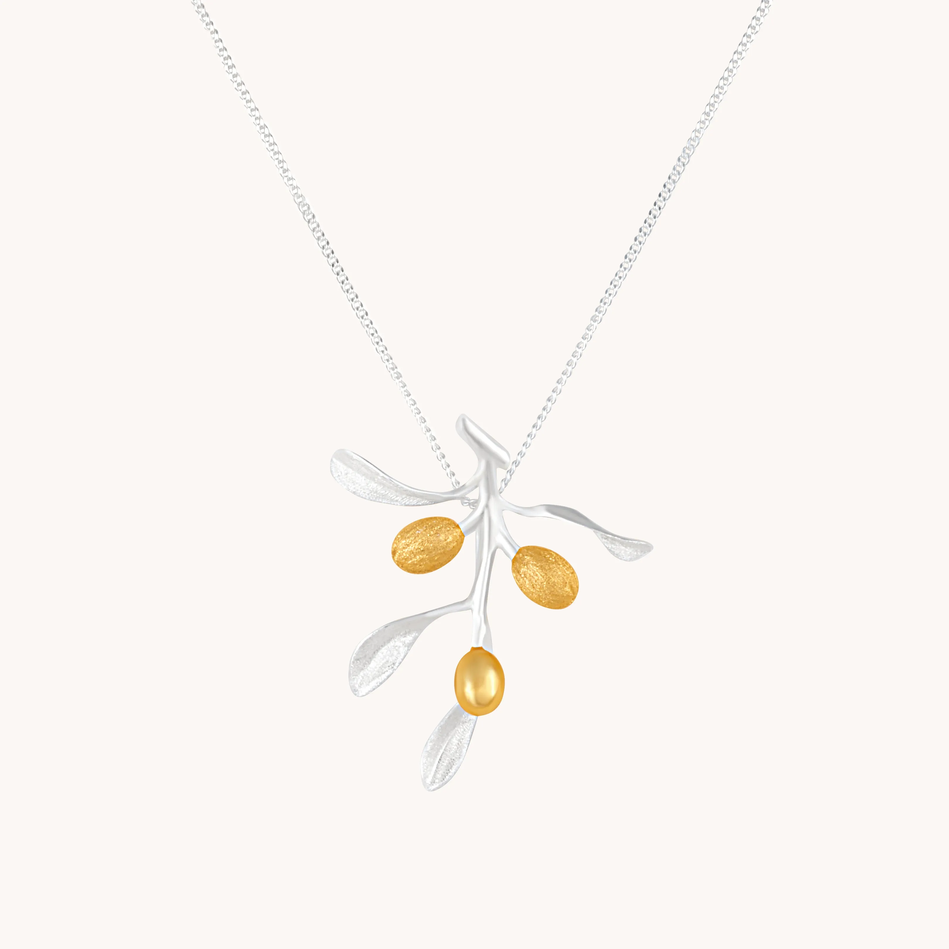 Olive Silver Pendant With Chain W.
