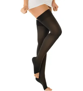 OPEN BOX: Classic Compression Open Toe Thigh-High Stockings