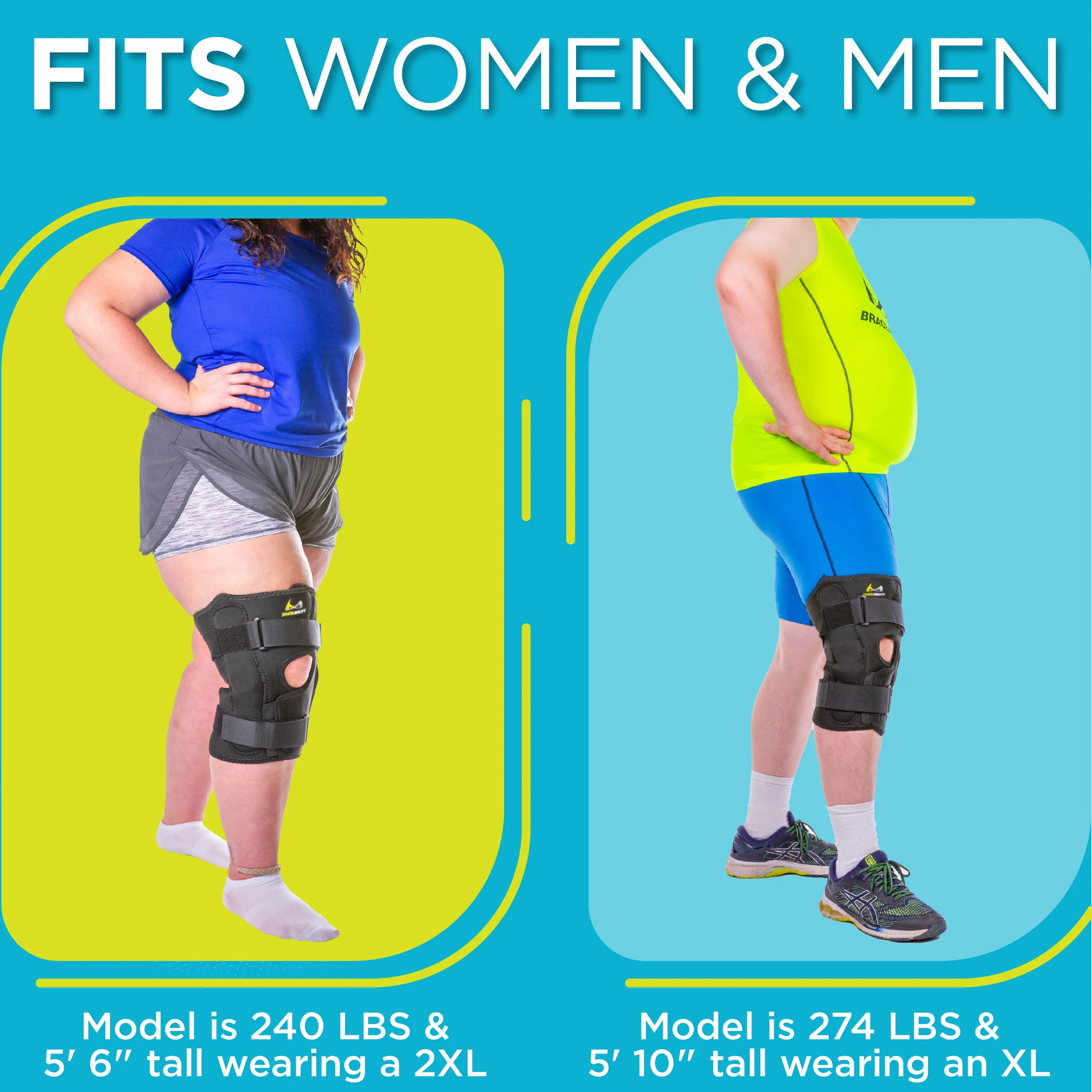 Plus-Size Knee Brace for Obesity – Bariatric Non-Slip Knee Support for Overweight and Obese Person with Large Thighs and Big Legs
