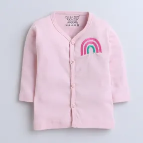 Polka Tots Full Sleeve Jabhla Vest Rainbow - Pink