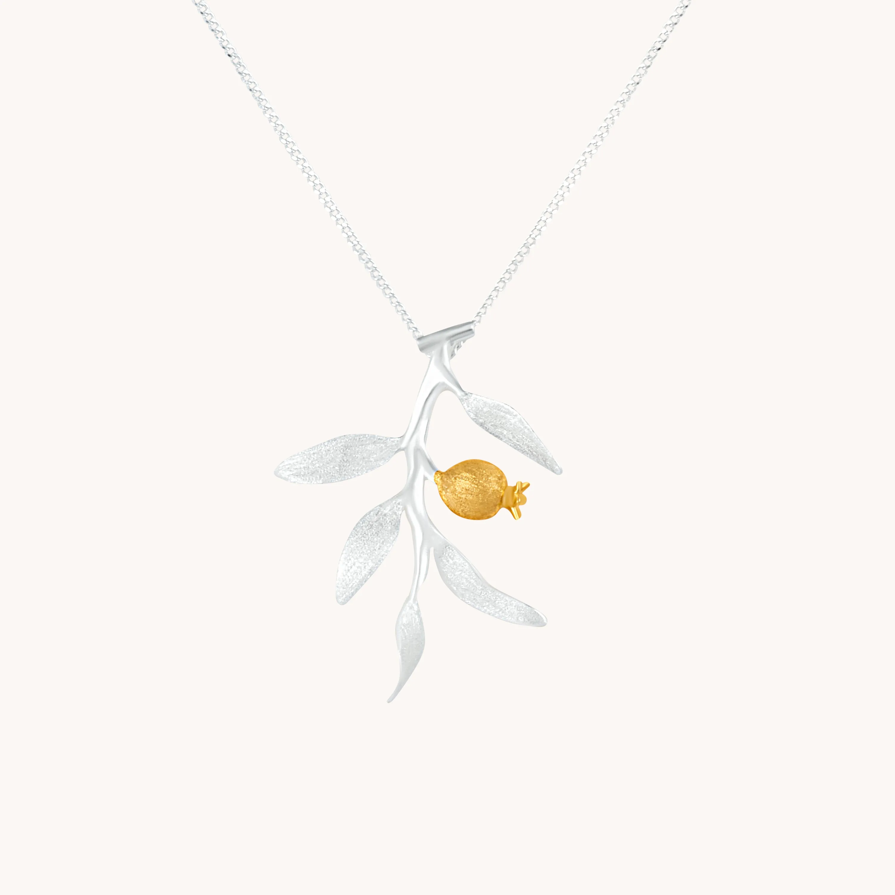 Pomegranate Silver Pendant With Chain