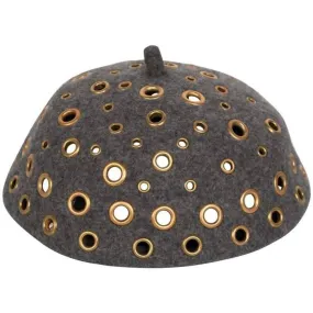 PRADA Grey Wool Metal Grommet Hat | OS