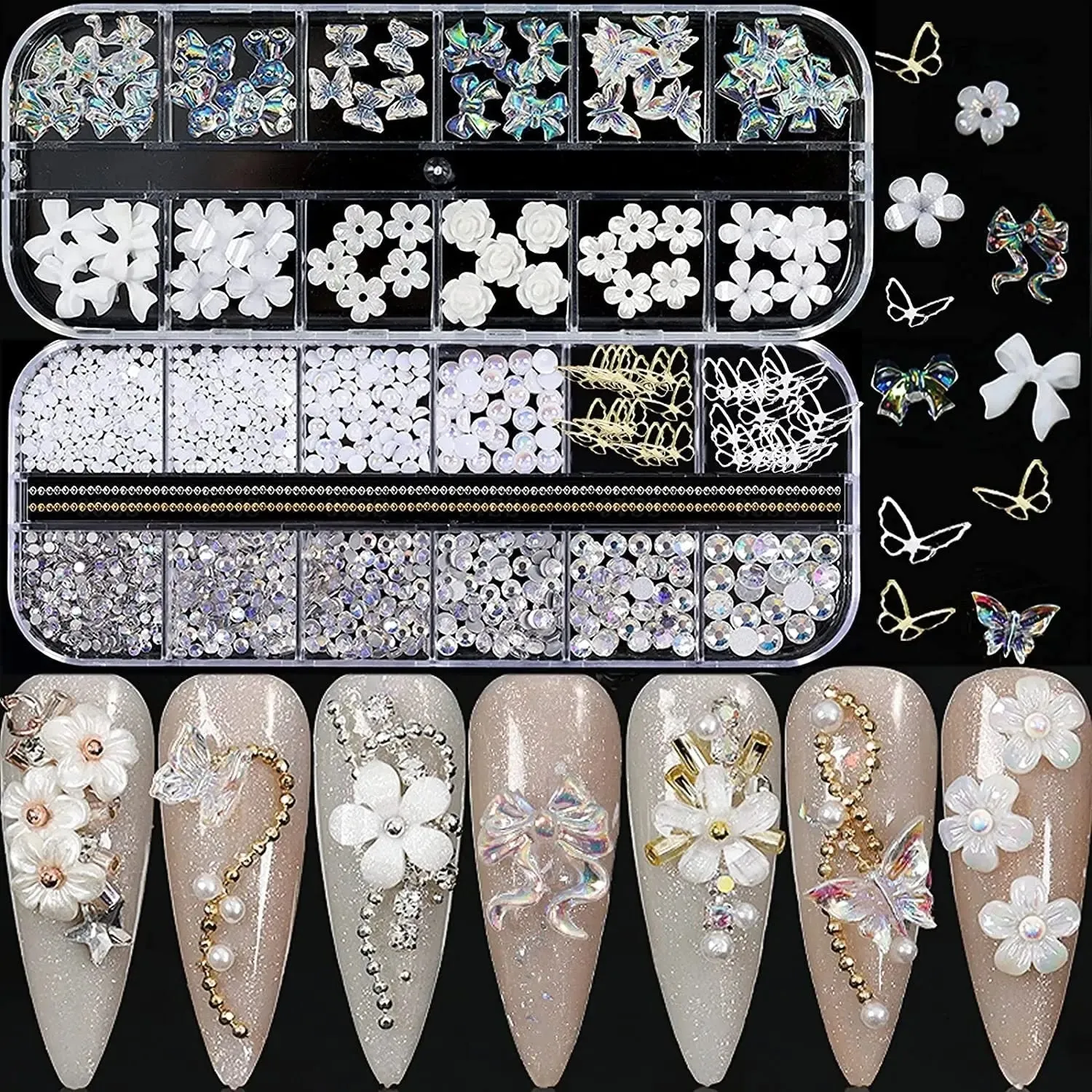 Resin Flower Butterfly Glass Manicure Decoration