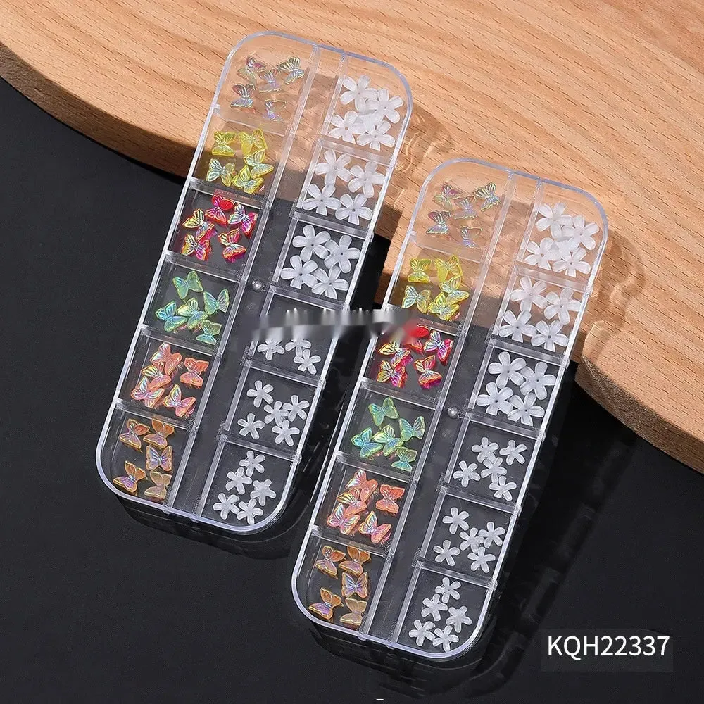 Resin Flower Butterfly Glass Manicure Decoration