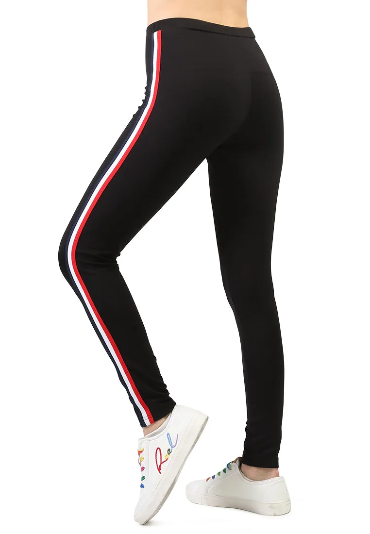 striped tape side leggings