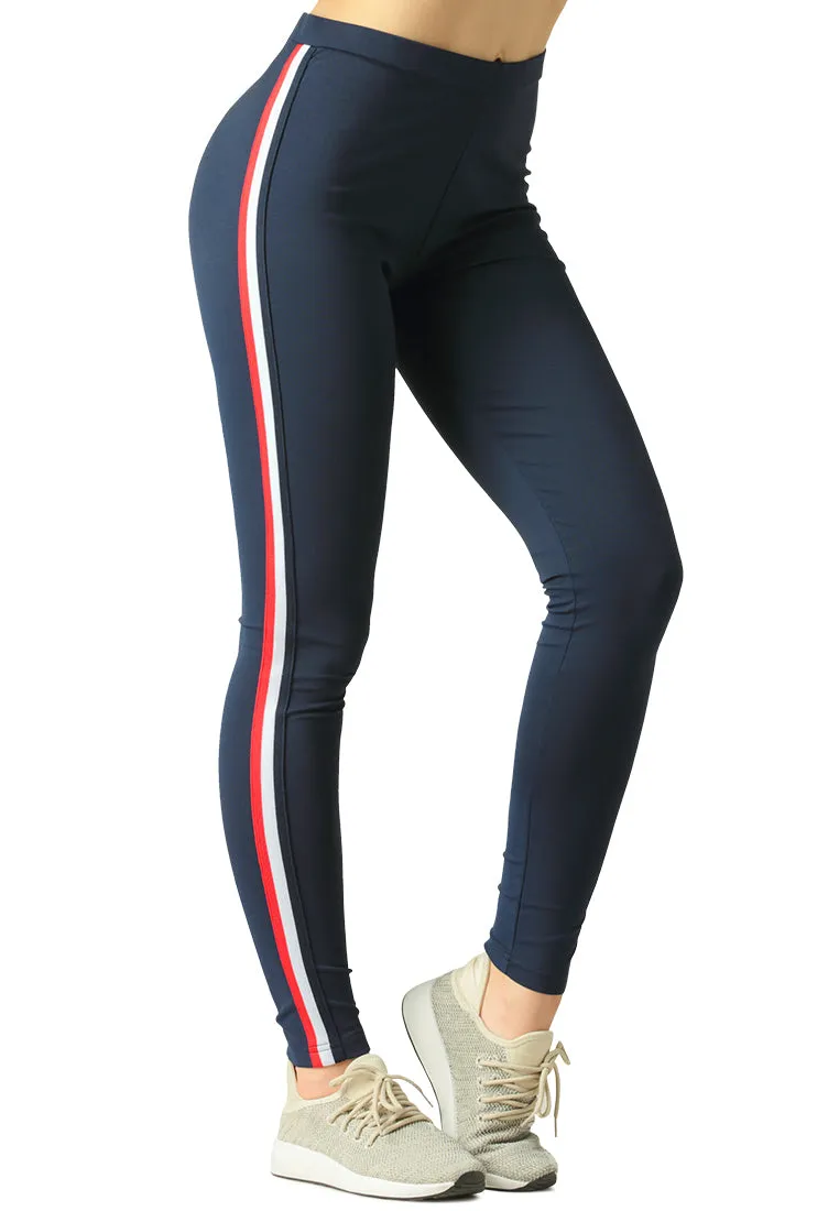 striped tape side leggings