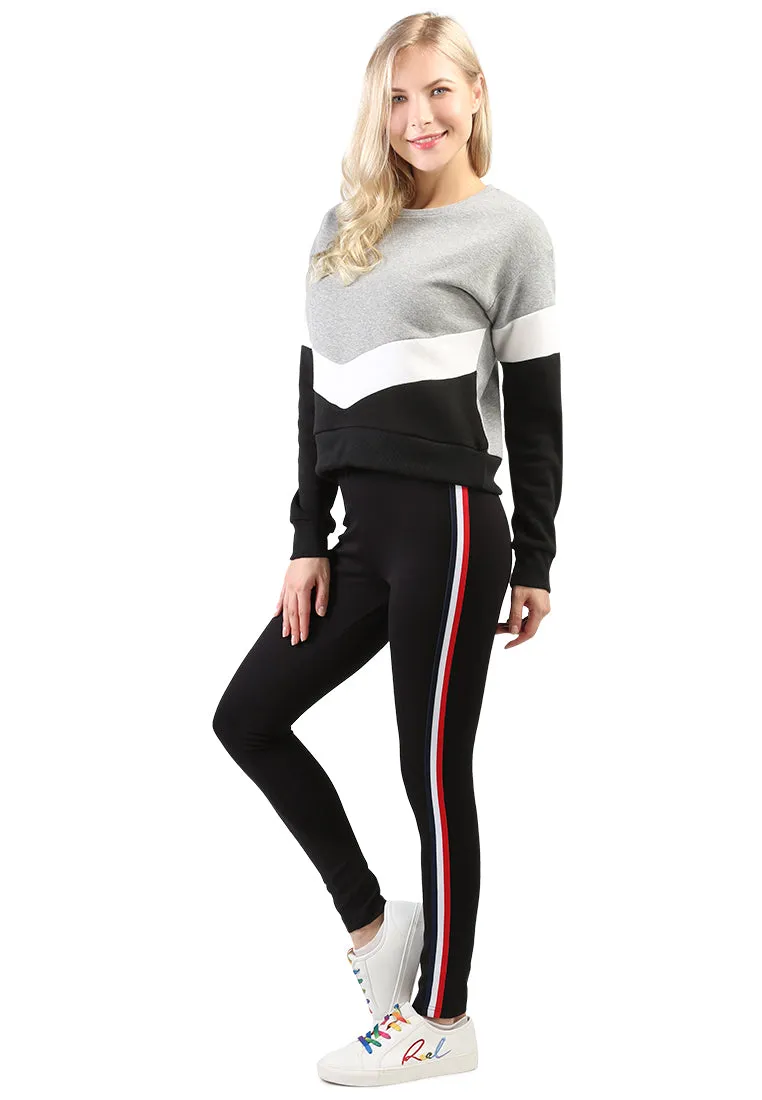 striped tape side leggings