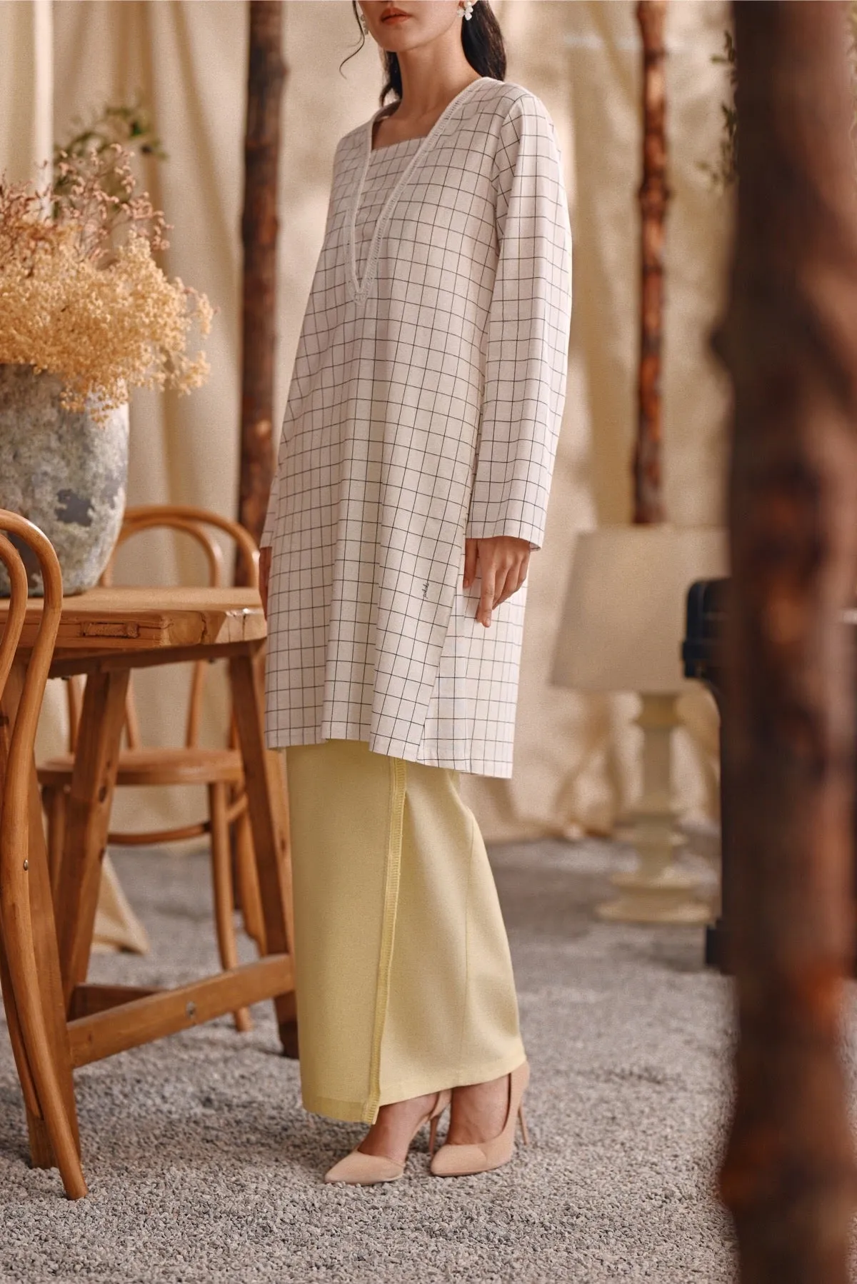 The Bayu Women Back Pleats Skirt - Baby Yellow