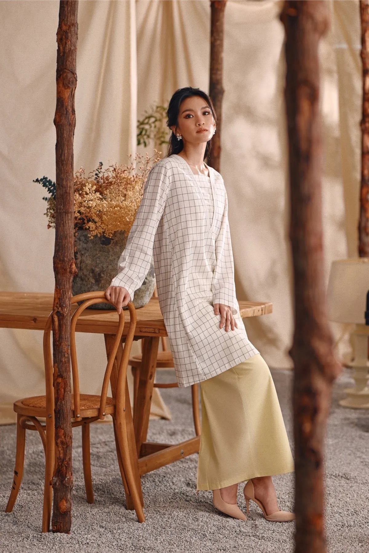 The Bayu Women Back Pleats Skirt - Baby Yellow