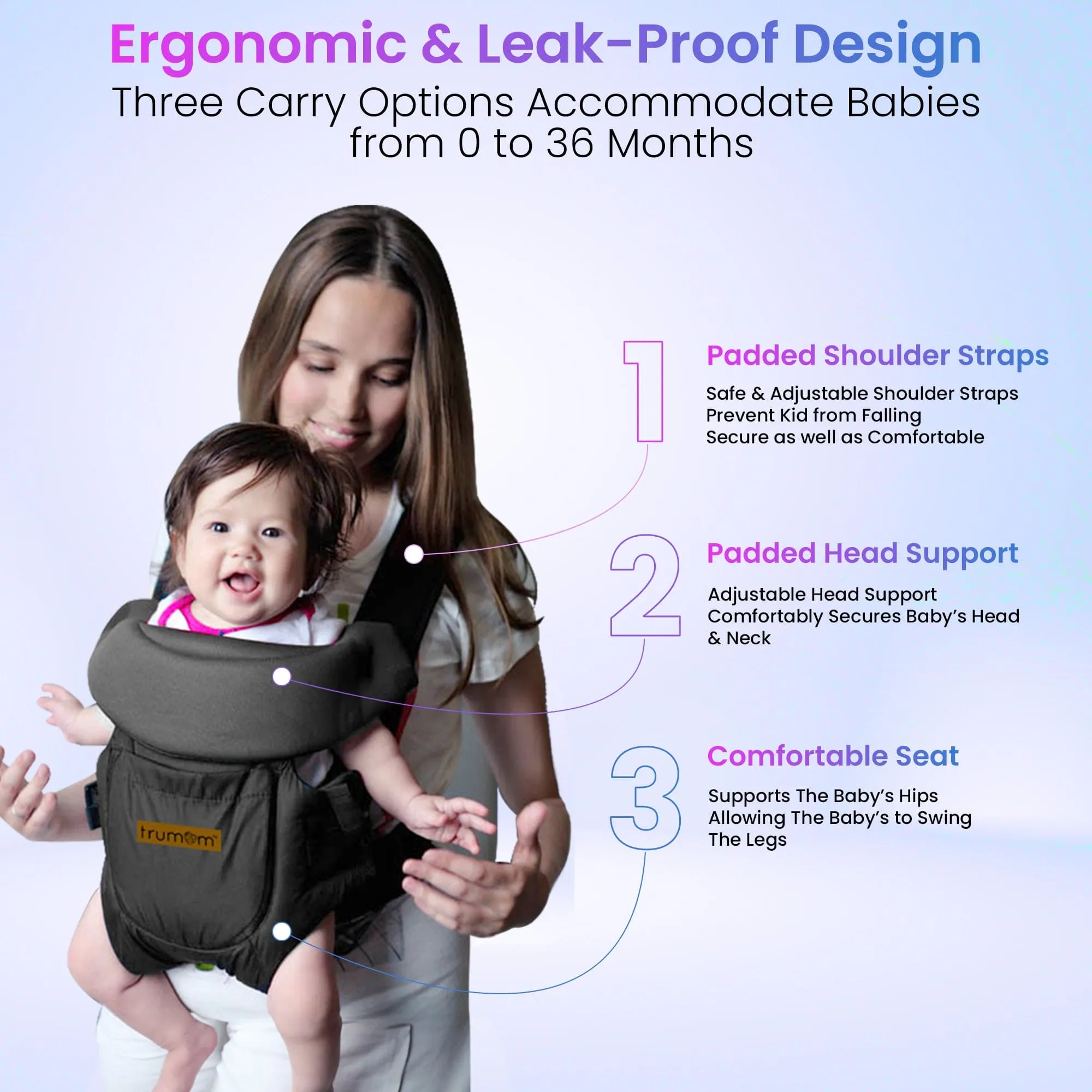 Trumom USA 3 in1 Baby Carrier 2005 for kids 0 to 36 months old (Upto 12 Kg)