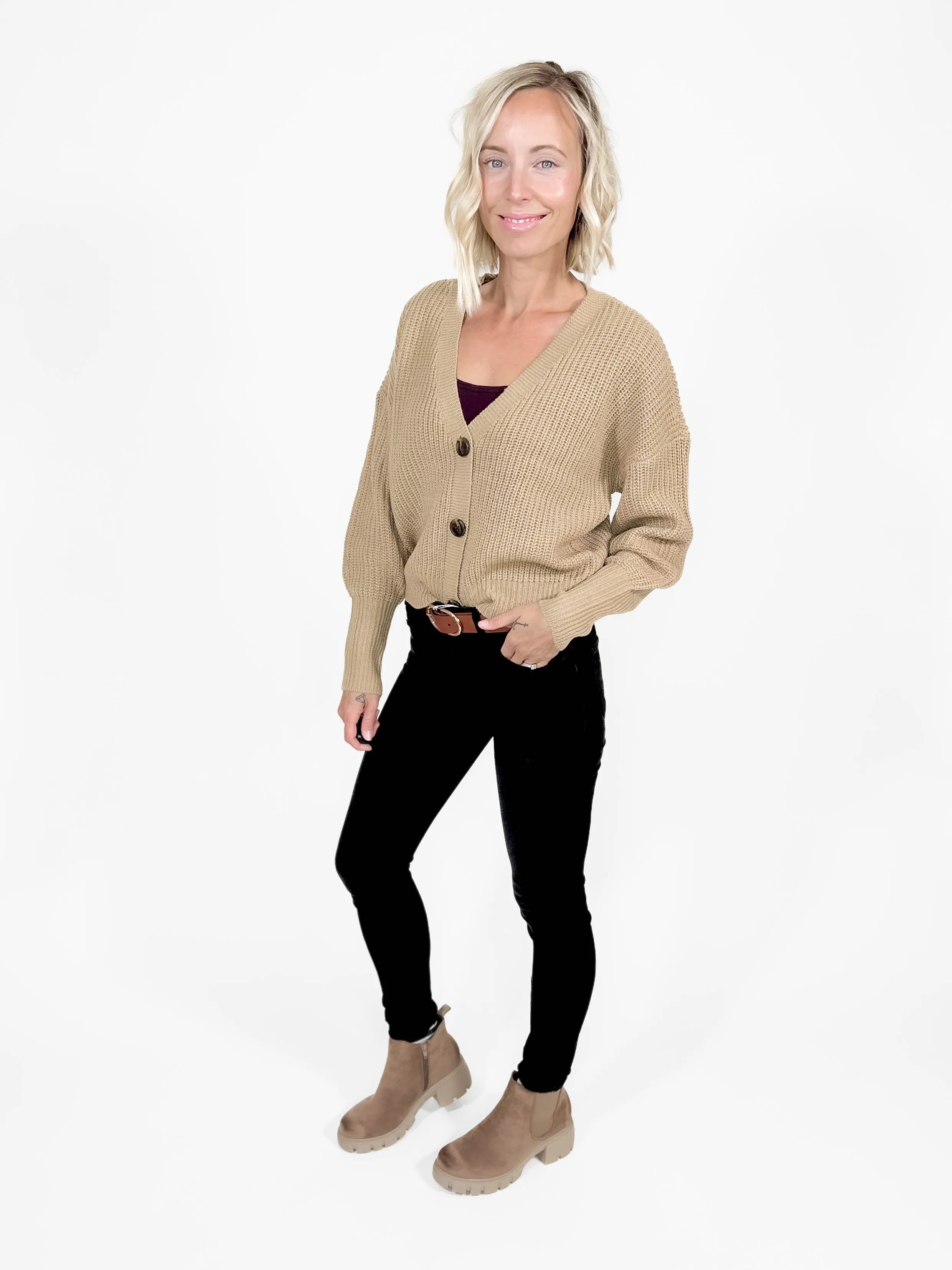VERO MODA Lea V-Neck Cuff Cardigan- NOMAD