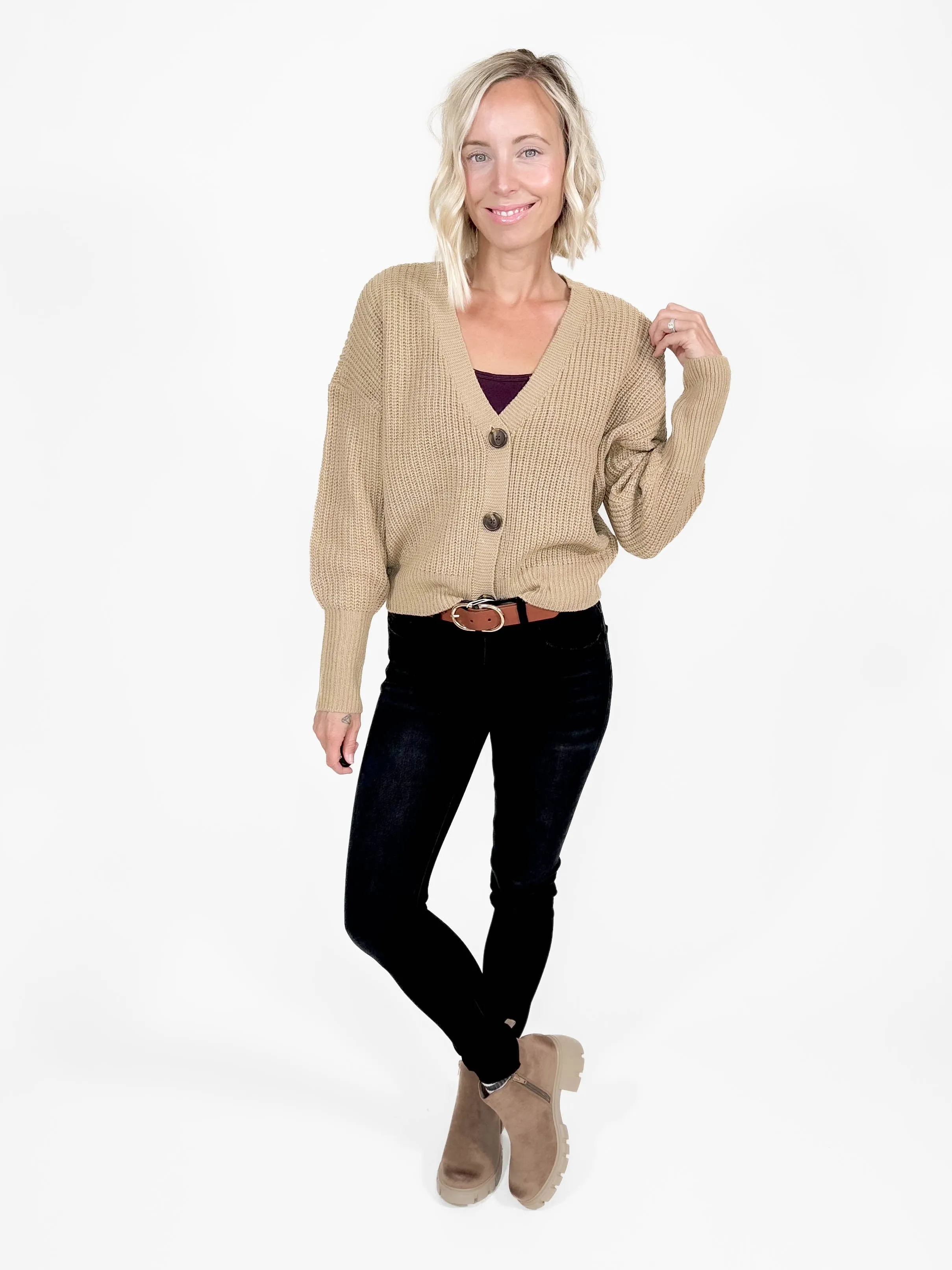 VERO MODA Lea V-Neck Cuff Cardigan- NOMAD